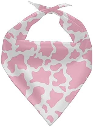 Howilath White Pink Cow Pattern Dog Bandanas Triangle Kerchief Scarf Adjustable Pet Puppy Bandana for Small Medium Large Dogs