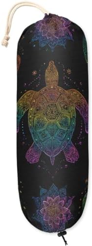 Pardick Plastic Bag Holder, Boho Turtle Grocery Bag Holder for Shopping Bags, Wall Mount Plastic Bag Storage Organizer Dispenser, Storage Holder for Home Kitchen Camper,A-1