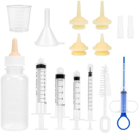 Pet Nursing Kit for Newborn Kittens & Puppies - Bottle Feeding Set with Silicone Nipples, Syringes, Medicine Feeder & Formula Dispenser - Milk Feeder for Baby Squirrels, Rabbits & Small Animals