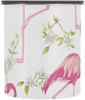 Pink Flamingos Coffee Canister with Lid Airtight Food Storage Containers 17OZ Stainless Steel Canisters Kitchen Food Organizer for Beans, Cereal, Pasta, Flour, Sugar, Snacks