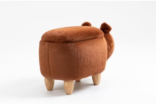Home 2 Office Bear Ottoman for Kids' Bedroom, Playroom, Nursery, and Living Room, Animal Ottoman with Storage, Footstool for Kids, Brown