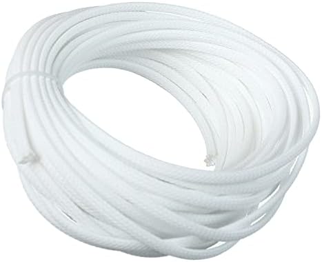 Bettomshin 1Pc 32.8Ft(10m) Cable Management Sleeve, 3/16"(4mm) Width PET White Cord Protector, Wire Loom Tube Insulated Split Sleeving for USB Cable Power Cord Organizer Video Cable Hider