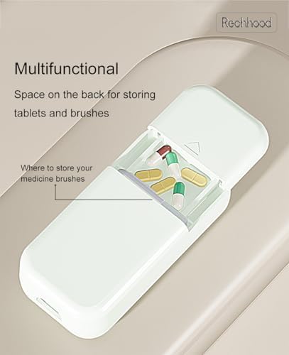 3-in-1 Pill Cutter 1/4 1/3 1/2 with Pill Storage Case, Stainless Steel Blade Cuts Pills Ideal for Cutting Vitamins and Pills (White)