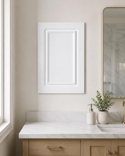 16” x 22” White Recessed Medicine Cabinet | Bathroom Storage Cabinet with Adjustable Shelves, Rust-Proof Design with Wooden Door | Modern Beveled Edge Wall Mounted Medicine Cabinets