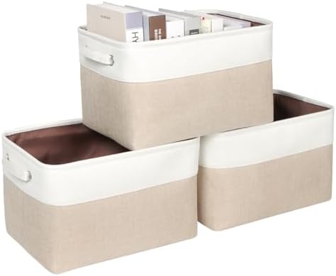 Fabric Storage Bins for Shelves, Rectangle Storage Basket, 3 Pack
