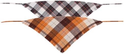 Fall Dog Bandana Autumn Thanksgiving Plaid Reversible Triangle Bibs Scarf