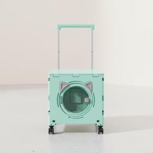 Outdoor Travel Cart Pet Trolley Carrier Wagon with Foldable Box Body Telescopic Pull Handle Casters Ventilated Panels Viewing Window PP Suitable for, Array, Khaki