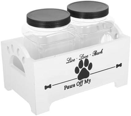 BESPORTBLE 1 Set Dog Food Storage Box Dog Treats Food Jar Container Treat Container for Countertop Crate Storage Organizer Treat Container Holder Tabletop Bin Wooden White