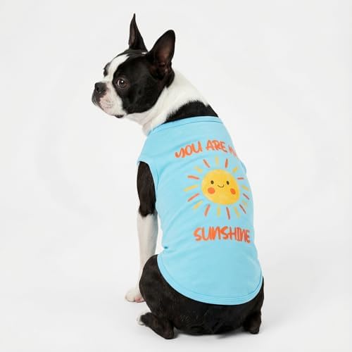 Fitwarm You are My Sunshine Dog Shirt, Tropical Summer Clothes for Small Dogs Boy Girl, Funny Pet Outfit, Blue, Yellow, XS