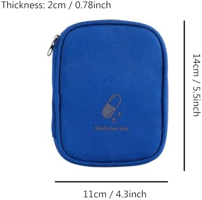 Portable Mini First Aid Pouch, Empty Travel Medicine Bag Pills Pocket for Travel School Home (Dark Blue)