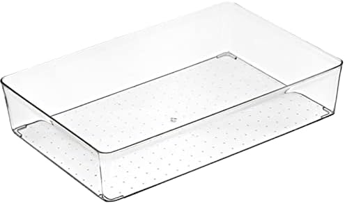VALINK Clear Plastic Drawer Organizer, Desk Drawer Dividers Refrigerator Organizer Bins Clear Organizing Bins Plastic Storage Small Box, Makeup Organizer Drawers Storage Large Square Box