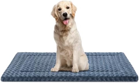 Dog Bed Mat Washable Reversible Dog Crate Pad Soft Fluffy Pet Kennel Beds with Anti-Slip Bottom Dog Cat Sleeping Mattress for Extra Large Dogs, 47x29x1.5 Inch, Gray