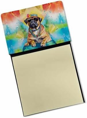 Caroline's Treasures Cane Corso Hippie Dawg Sticky Note Holder Refillable Dispenser Self-Sticky Note Pads, Memo Pads Blank Desk Accessories