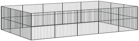 Dog Playpen Black Galvanized Steel Large | Escape-Proof Latches, Collapsible Design, Indoor Outdoor Use, 157.5 x 157.5 x 39.4 in