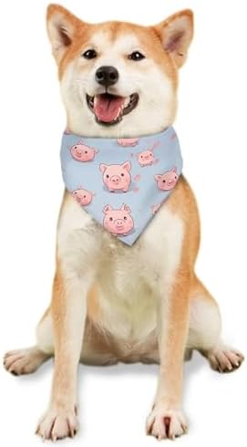Howilath Dog Bandana Large-Dog Scarf Washable Pink Cartoon Pigs Printing Adjustable Bib Kerchief Accessories for Medium Large Dogs