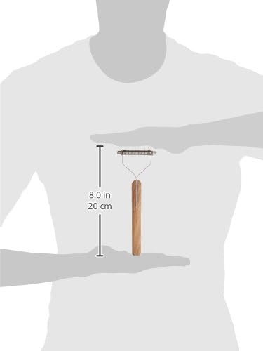 TAMSCO Stripping/Dematting Comb (8 Blade) Wooden Handle Wooden Handle Stainless Steel8 Teeth Comb Curved Ends for Safety