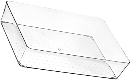 Acouto Drawer Storage Trays Transparent Plastic Drawer Storage Divid Box for Kitchen Large Rectangle Clear Box – PET Material, Stackable, Dividers, Fits Standard Drawers (14.5 X .5 X (Large Square