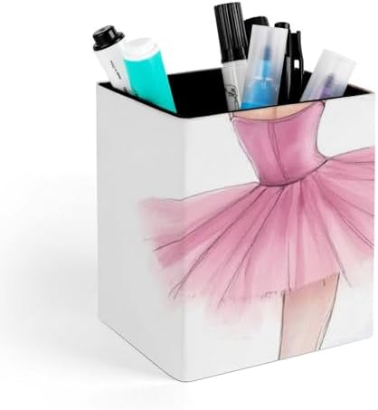 Cute Desktop Stationery Organizer Makeup Brush Cup Ballet Dancer Ballerina Eiffel Tower Leather Pen Holder