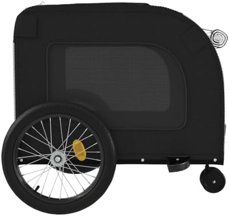 Pet Bike Trailer for Small Dogs, Foldable Bicycle Cargo Trailer with Iron Frame and PVC Cover, Black and Gray