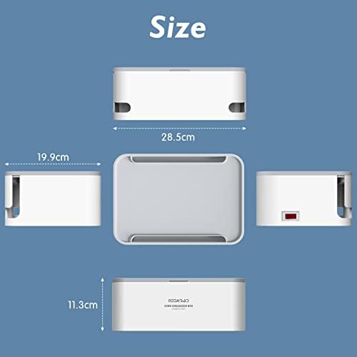 Power Strips with Cable Management Box, Surge Protector, White | Cord Organizer with 8 Outlets 3 USB Ports Switch Control, 6.6 ft Plug Extension Cord, Charging Station for Dorm, Office, Home