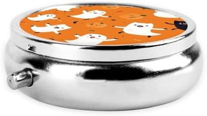 Pill Box 3 Compartment Medicine Pill Case for Pocket or Purse Mini Metal Pillcase Cute Halloween Pattern Pill Holder Vitamin Organizer Portable Travel Pills Container to Hold Supplements Vitamins