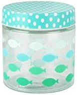 American Atelier Pets Covered Jar, 4.4x4.8, Clear/Blue