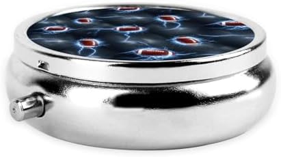 Mini Medicine Organizer, Round Pill Box Portable, 3-Section Case for Fish Oil, Travel Pill Container Purse Carry, American Football 3D Print