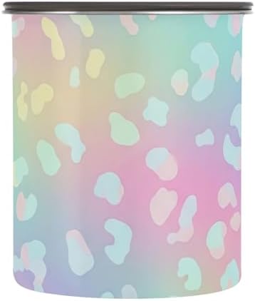 Colorful Polka Dot Pattern Coffee Canister with Lid Airtight Food Storage Containers 17oz Stainless Steel Canisters Kitchen Food Organizer for Beans, Cereal, Pasta, Flour, Sugar, Snacks