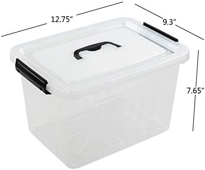 Farmoon 12 Quart Clear Storage Bin, Plastic Stackable Box with Lid, 1 Pack