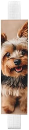 Cute Pet Yorkie Leather Pen Holder Bookmark with Elastic Band, PVC Notebook Pen Sleeve Case, Portable Pencil Pouch Bookmark