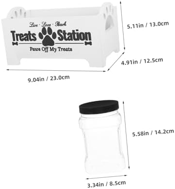 POPETPOP 1set Wooden Dog Treat Storage Container with Airtight Jars Organized Pet Food Accessory for Household Use Keeps Treats Fresh and Separated for Dogs and Cats
