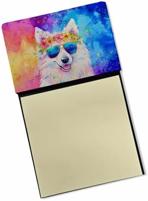 Caroline's Treasures Samoyed Hippie Dawg Sticky Note Holder Refillable Dispenser Self-Sticky Note Pads, Memo Pads Blank Desk Accessories