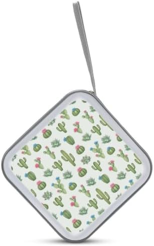 DVD Case 40 Capacity Cactus Flower CD Holder Organizer Zipper Wallet | Disc Collection Storage Bag for Music Movie Game, Cactus Flower Hard Plastic, Hand Strap