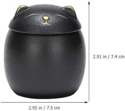 Angoily Ceramic Jar, 5.5Oz Cat Treat Canister with Airtight Lid, Japanese Lucky Cat Maneki Tea Container for Coffee Candy Chocolate Sugar Spices Bulk Candy, Kitchen Countertop Food Storage Jar