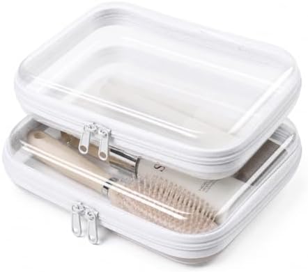 2 Pack Clear Hard Shell Zipper Case Diaper Organizer | 1.0mm Hard Shell, Upgraded Large Zipper Pulls, Clear Travel Pouches, Smooth Zipper Closure, Holds Shape