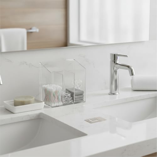 Quick-Access Clear PET Storage Box with Dividers, Easy-to-Clean Organizer for Bathroom Drawers and Vanities (1 Piece)