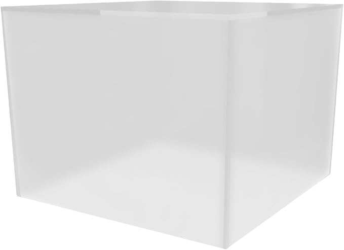 Frosted Acrylic Display Box Versatile 5 Sided Pedestal No Lid 7.75" x 7.75" x 6" Opaque Merchandise Storage Bin Retail Product Riser One Open Side by Marketing Holders