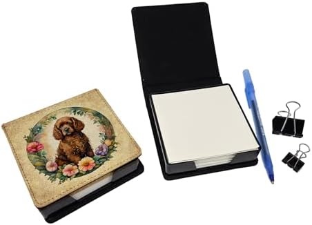 Caroline's Treasures Irish Water Spaniel and Flowers PU Leather Note Paper Holder with Artist-Designed Cover, Desk Accessory, Office Gift