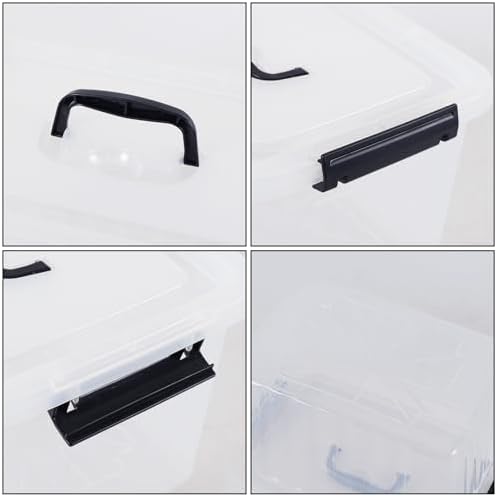Farmoon 12 Quart Clear Storage Bin, Plastic Latching Box with Handle 4 Pack
