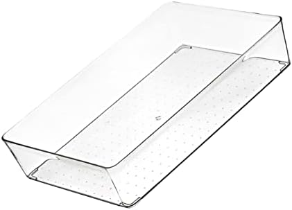 Acouto Drawer Storage Trays Transparent Plastic Drawer Storage Divid Box for Kitchen Large Rectangle Clear Box – PET Material, Stackable, Dividers, Fits Standard Drawers (14.5 X .5 X (Large Square