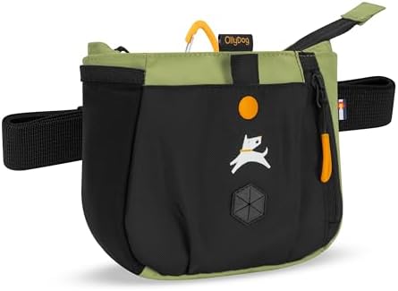 OllyDog Backcountry Day Bag | Dog Training Treat Pouch | Eco-Friendly Recycled Fabric Fanny Pack with Zipper Closure, Built-in Poop Bag Dispenser & Adjustable Waist Belt (Palm)