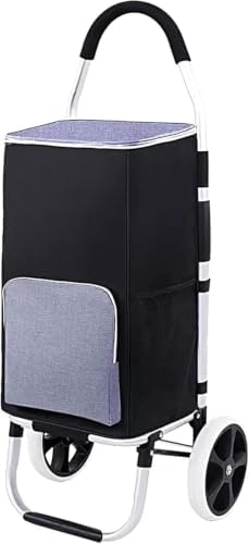 Grocery Shopping Cart on Wheels with Insulated Waterproof Bag and Collapsible Frame