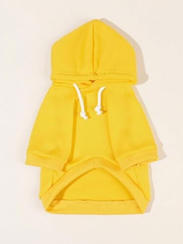 QWINEE Basic Dog Hoodie Sweatshirt Puppy Sweater Warm Cat Costumes Pet Clothes for Chihuahua Puppy Kitten Small Medium Dogs Yellow Large