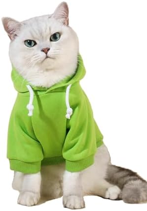 QWINEE Basic Dog Hoodie Sweatshirt Puppy Sweater Warm Cat Costumes Pet Clothes for Chihuahua Puppy Kitten Small Medium Dogs Green X-Large