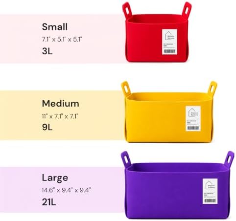 Charcoal Felt Storage Basket with Handles, Foldable Fabric Bin Organizer | Collapsible Decorative Basket for Shelves, Closets, Toys & Nursery – Versatile Fabric Bin for Home, Bedroom and Playroom