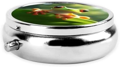 Pill Box 3 Compartment Medicine Pill Case for Pocket or Purse Mini Metal Pillcase Cute Frog Pill Holder Vitamin Organizer Portable Travel Pills Container to Hold Supplements Vitamins