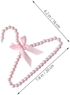 DOITOOL 5pcs Plastic Pet Hangers for Small Clothes with Elegant Pearl Beaded Design and Pink Color, Sturdy and Wear-Resistant Dog Clothing Rack for Pet Stores and Home Organization