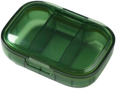 2-Pack 3-Compartment Pill Organizer, Travel Portable Medicine Box with Silicone Seal – BPA-Free Plastic, Daily Pill Case for Vitamins, Elderly, Pets (2.75x1.96x0.98in) (Blue+Green)