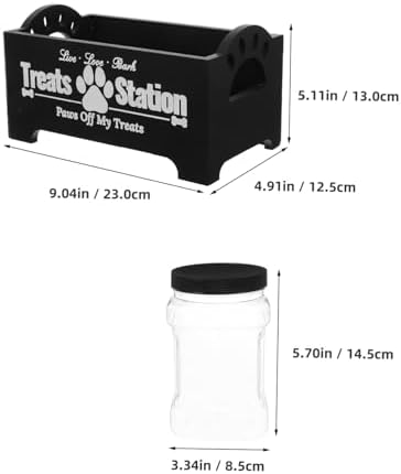 BESPORTBLE 1 Set Dog Food Storage Box Dog Treats Farmhouse Treat Container Food Jar Container Snack Pet Treat Holder Tabletop Bin Treat Container Holder Accessory Black Wooden