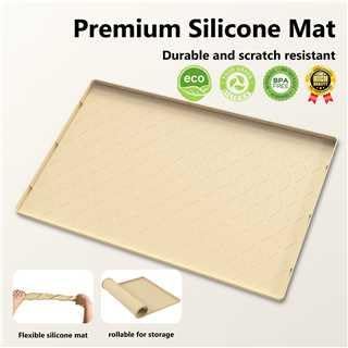 MateeyLife Silicone Waterproof Mat for Dog & Cat Food Mat 19"X12" | BPA-Free Non-Slip Pet Feeding Mat, Dog Food Tray for Food & Water Bowls, Protect Floor Against Spills, Khaki